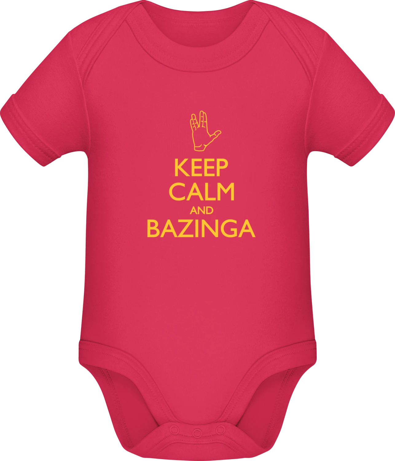 Keep Calm Bazinga Hand - Sorbet Sonar SSL organic babybodsuit - Front