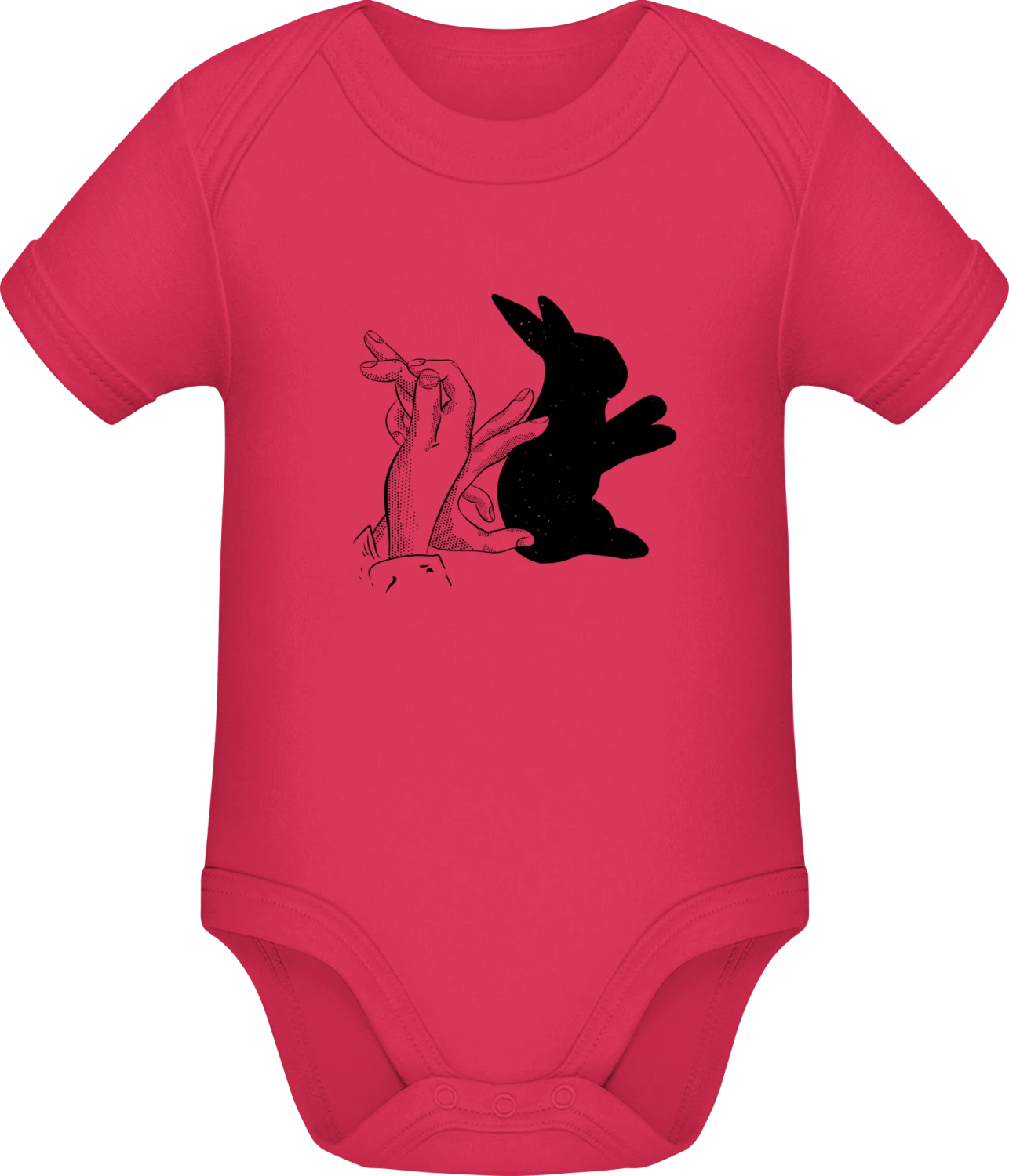 Rabbit Hand Shadow - Sorbet Sonar SSL organic babybodsuit - Front