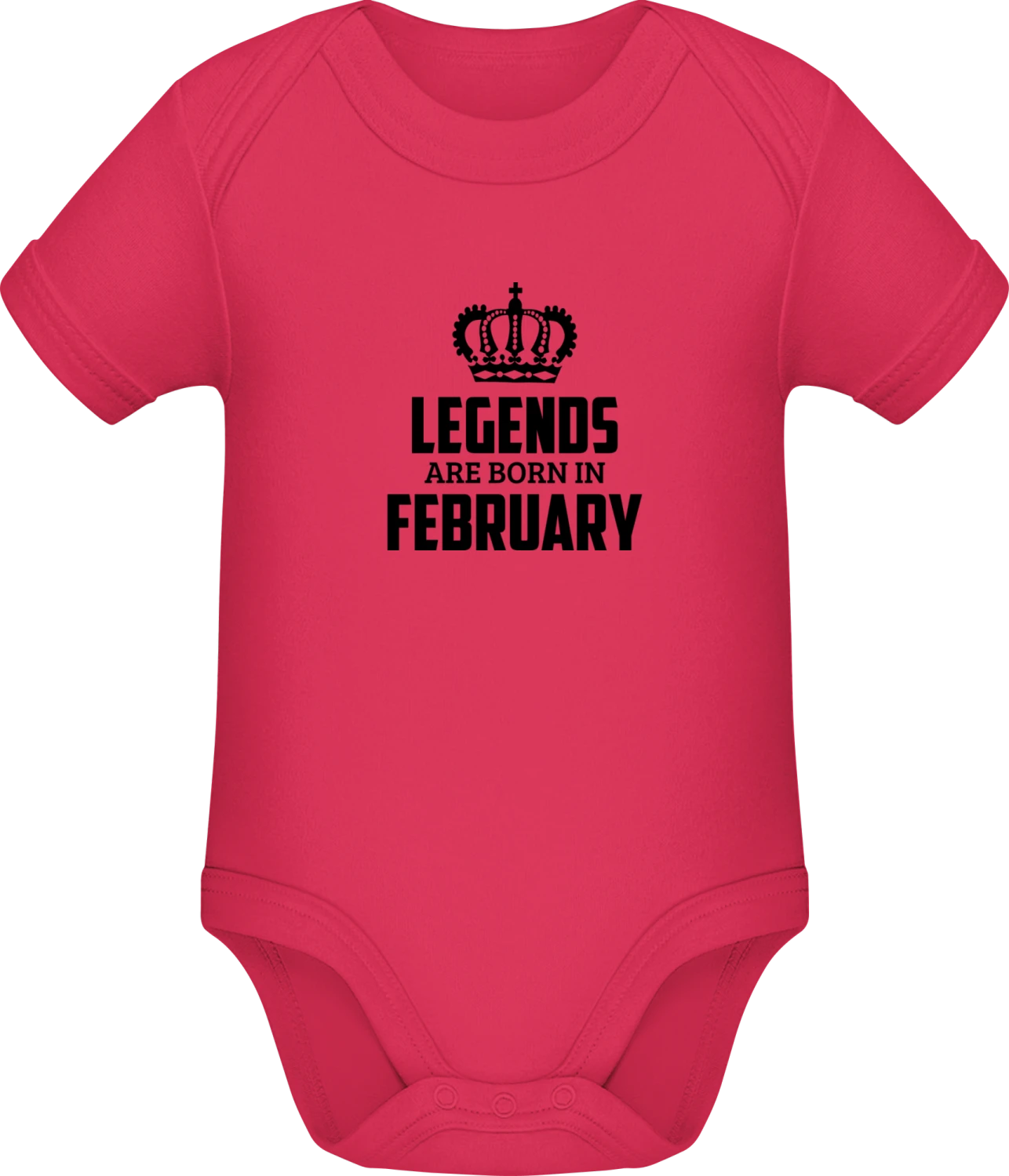 Legends Are Born In February - Sorbet Sonar SSL organic babybodsuit - Front