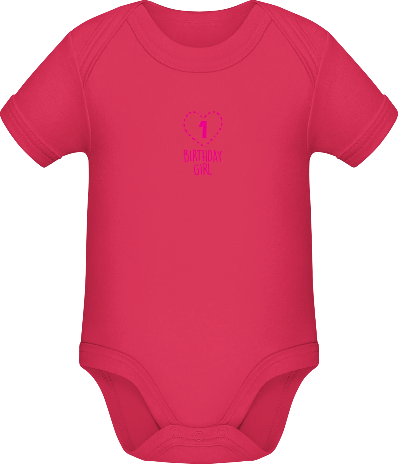 One Year Birthday Girl - Sorbet Sonar SSL organic babybodsuit - Front