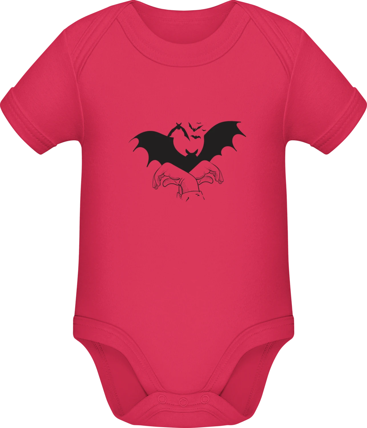 Bats Hand Shadow - Sorbet Sonar SSL organic babybodsuit - Front