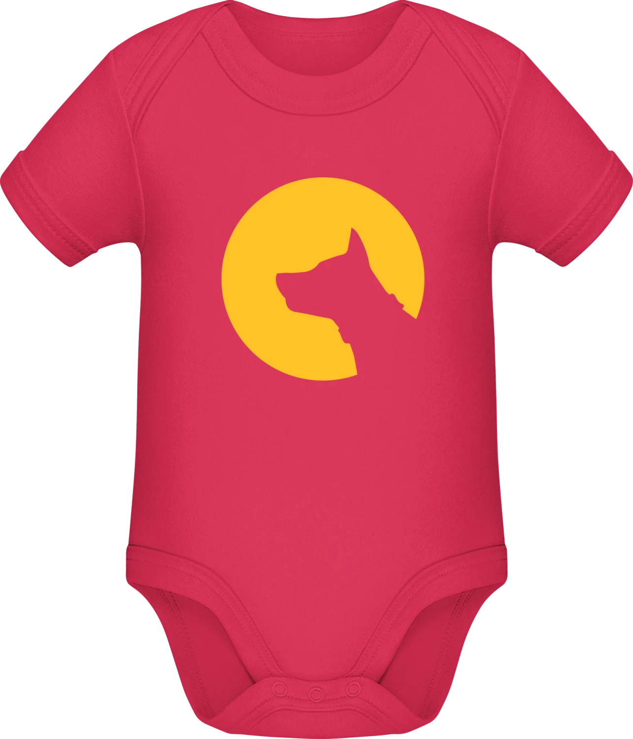 Dog Silhouette In The Moon - Sorbet Sonar SSL organic babybodsuit - Front