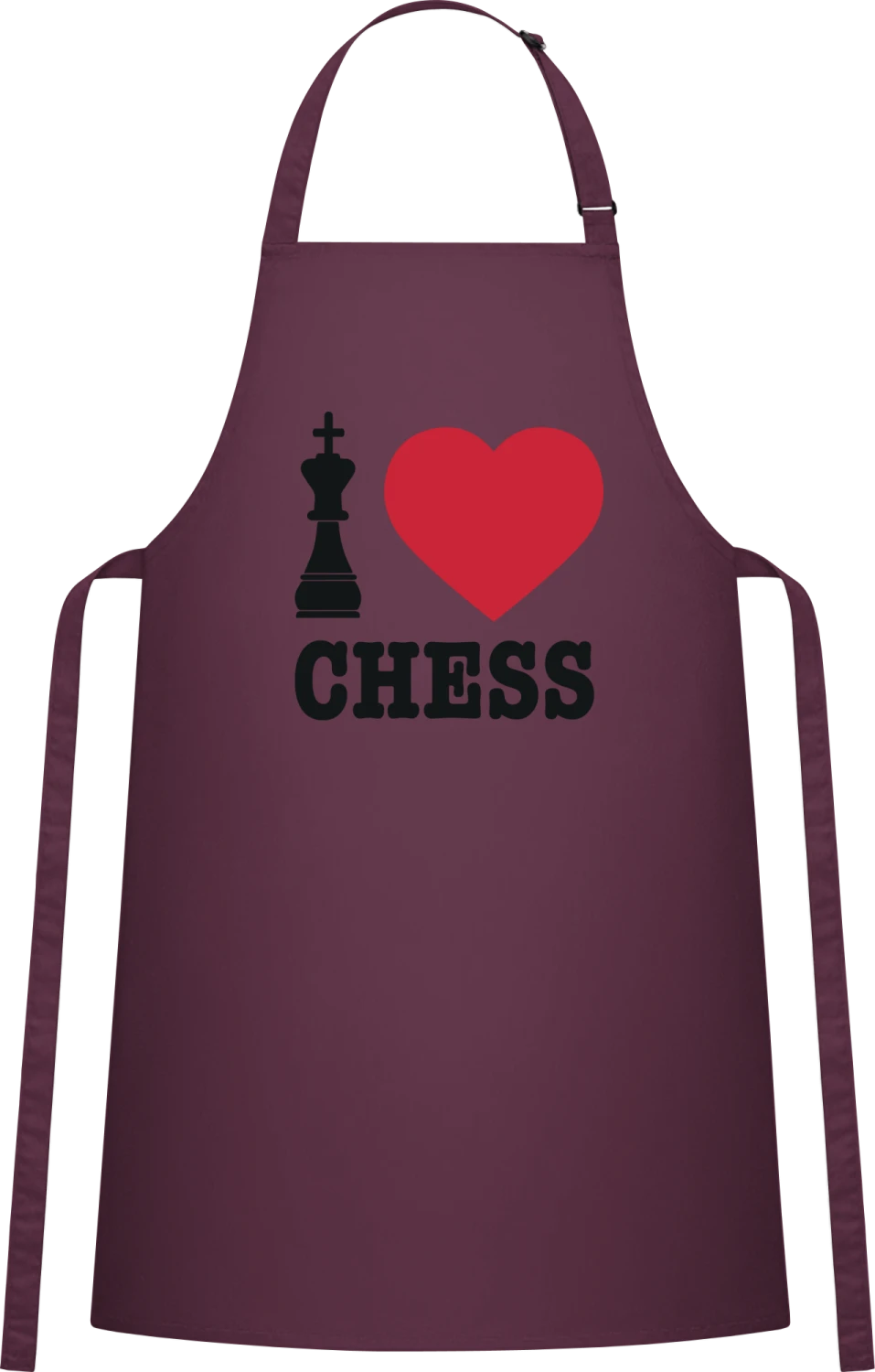 I Love Chess - Aubergine Cotton Bib Apron - Front