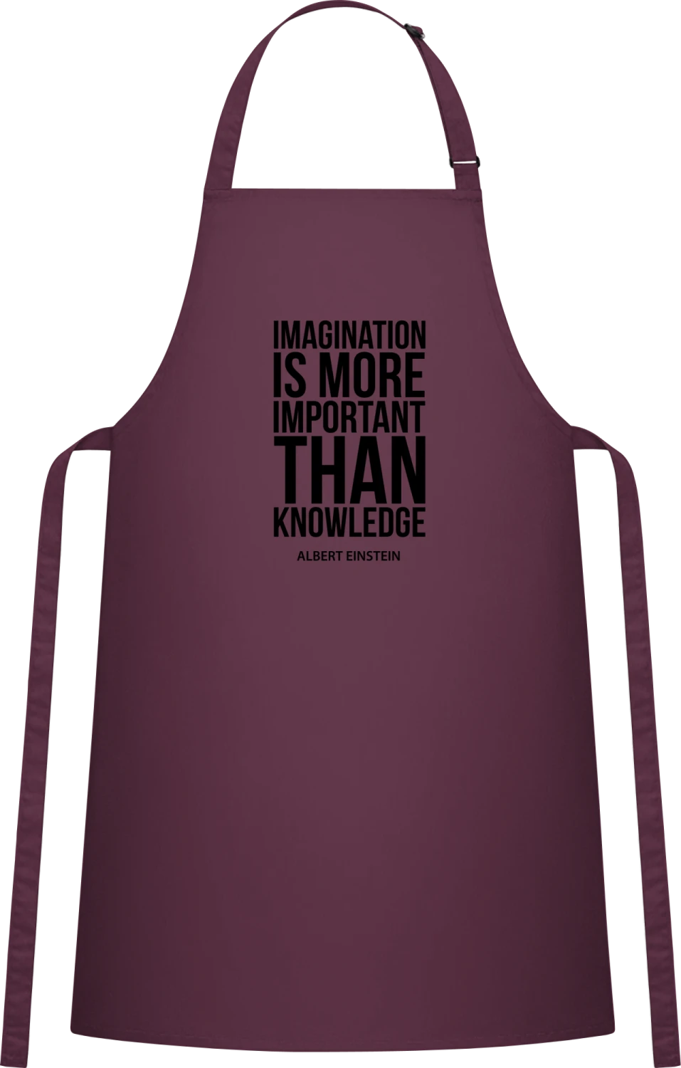 Imagination Is More Important Than Knowledge - Aubergine Cotton Bib Apron - Front