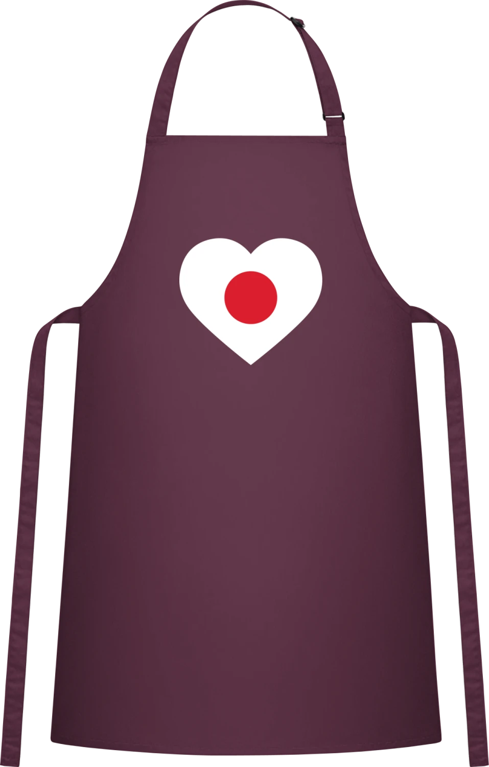 Japan Heart Flag - Aubergine Cotton Bib Apron - Front