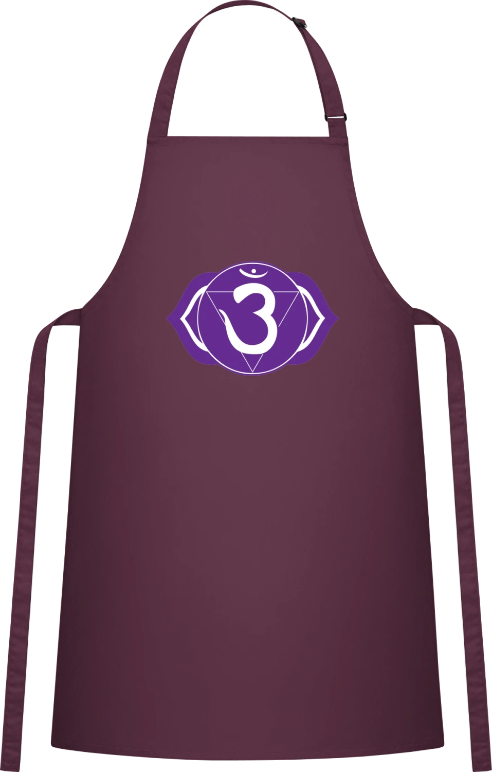 Chakra Ajna - Aubergine Cotton Bib Apron - Front