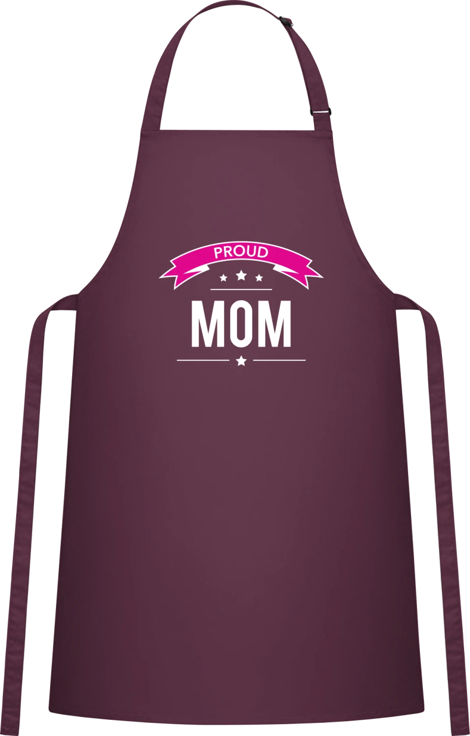 Proud Mom - Aubergine Cotton Bib Apron - Front