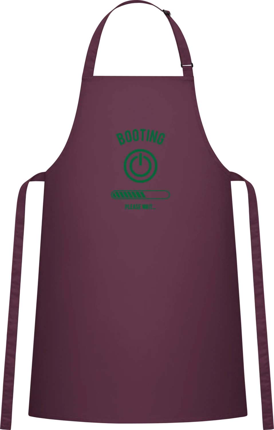 Booting Please Wait - Aubergine Cotton Bib Apron - Front