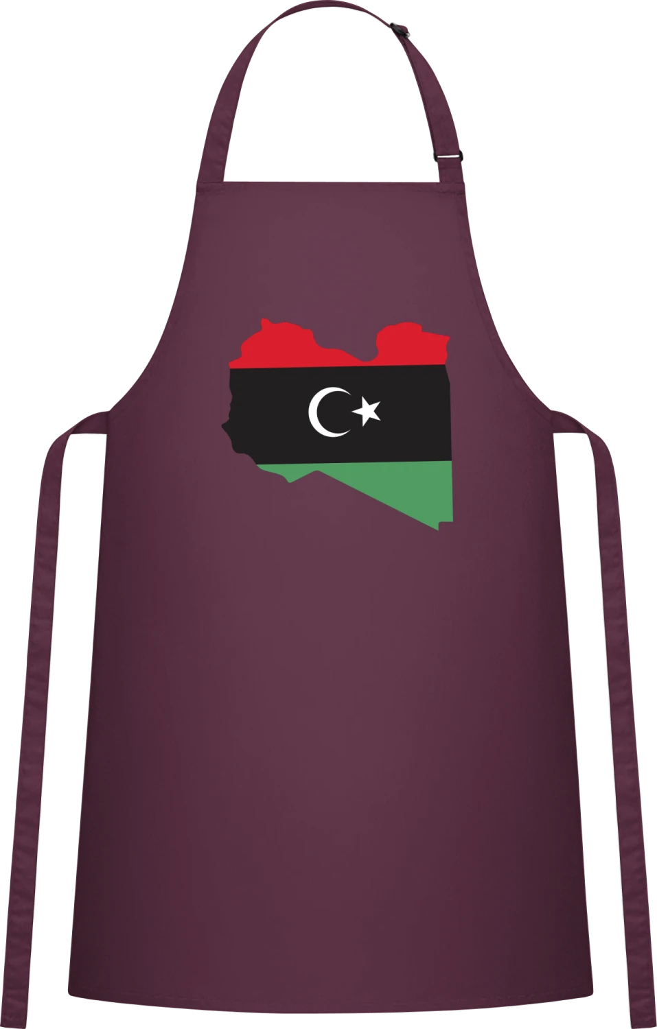 Libya Map - Aubergine Cotton Bib Apron - Front