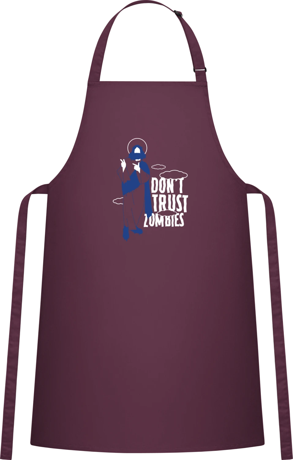 Dont Trust Zombies - Aubergine Cotton Bib Apron - Front