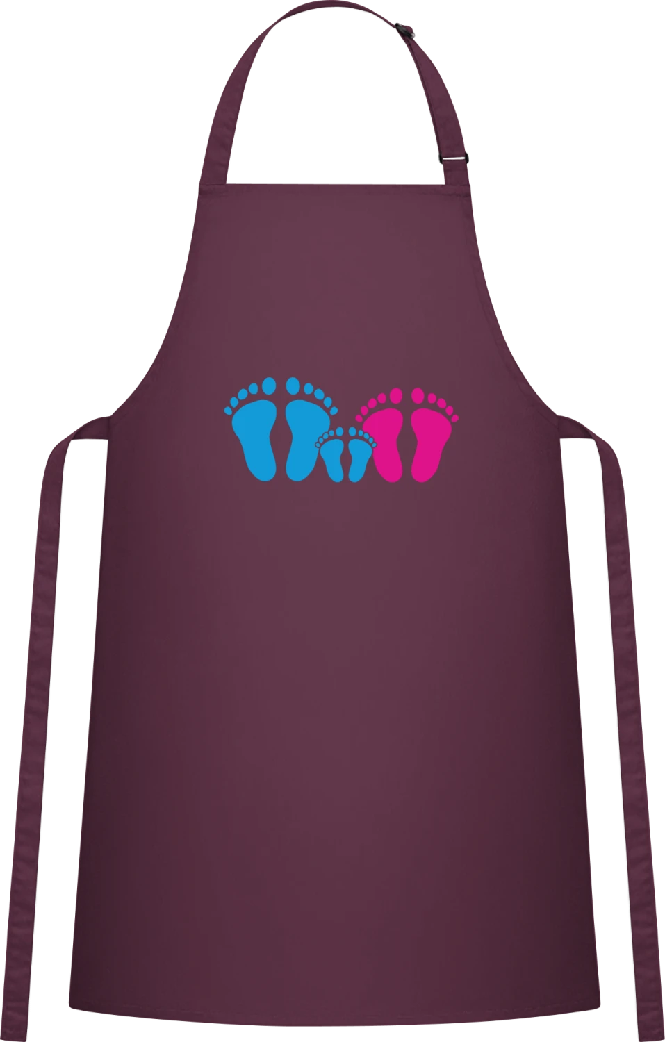 Family Feet Logo - Aubergine Cotton Bib Apron - Front