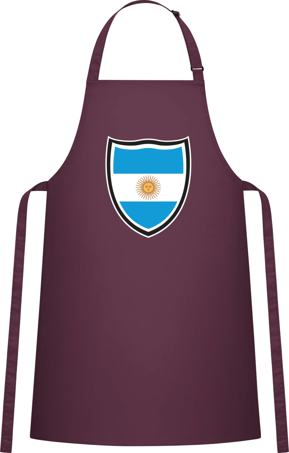 Argentina Flag Shield - Aubergine Cotton Bib Apron - Front