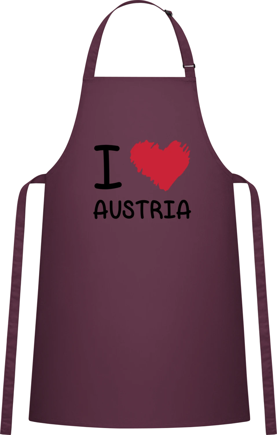 I Love Austria - Aubergine Cotton Bib Apron - Front