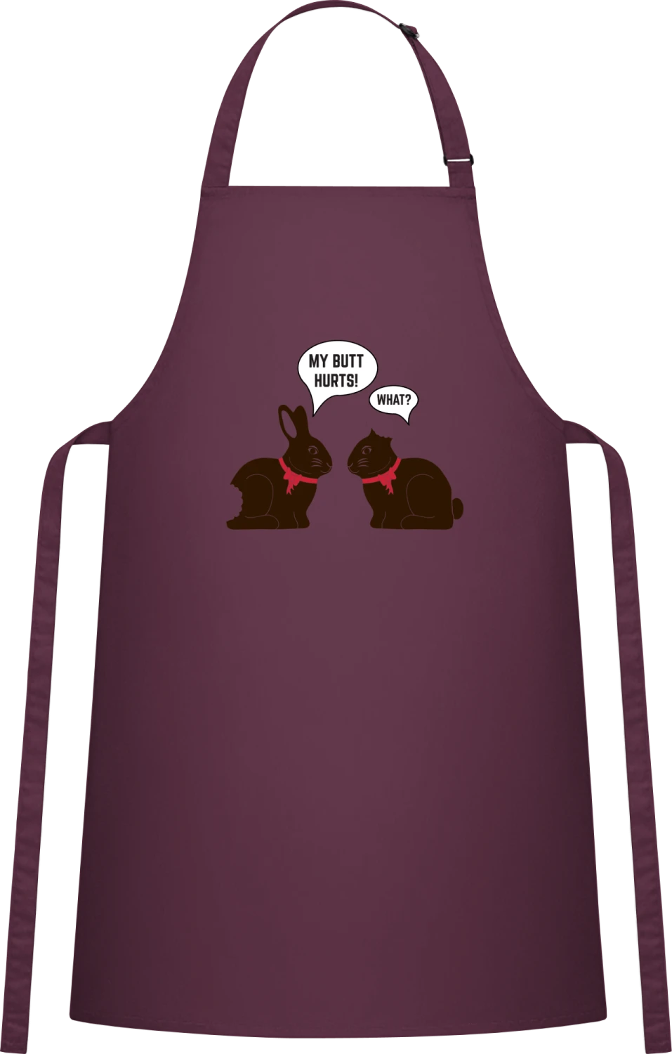 My Butt Hurts What - Aubergine Cotton Bib Apron - Front