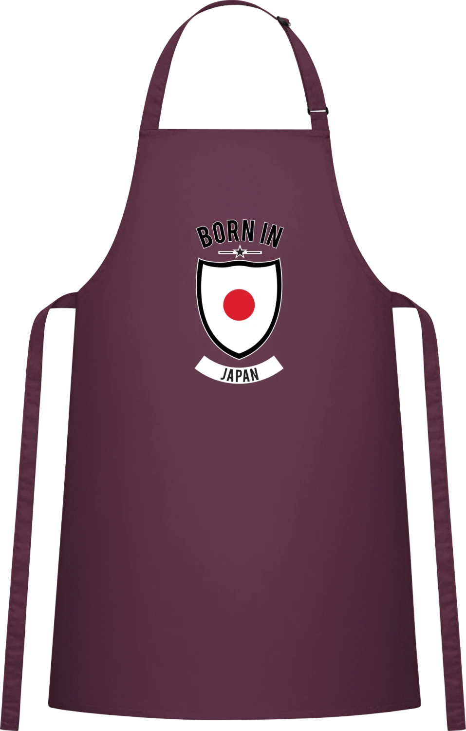 Born in Japan - Aubergine Cotton Bib Apron - Front