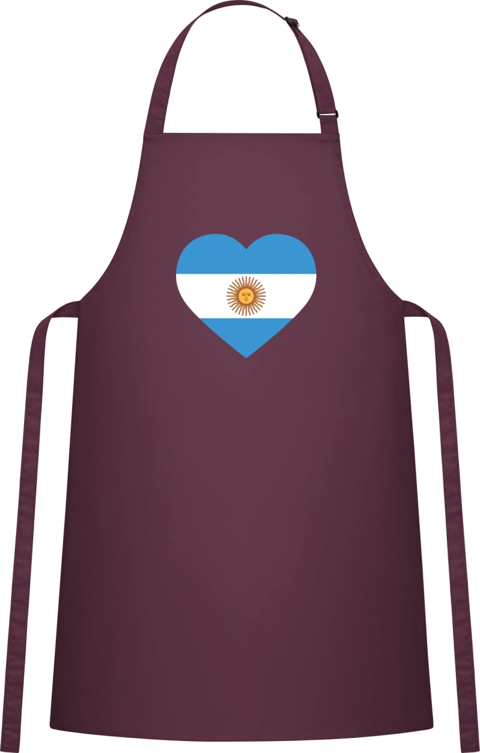 Argentina Heart Flag - Aubergine Cotton Bib Apron - Front