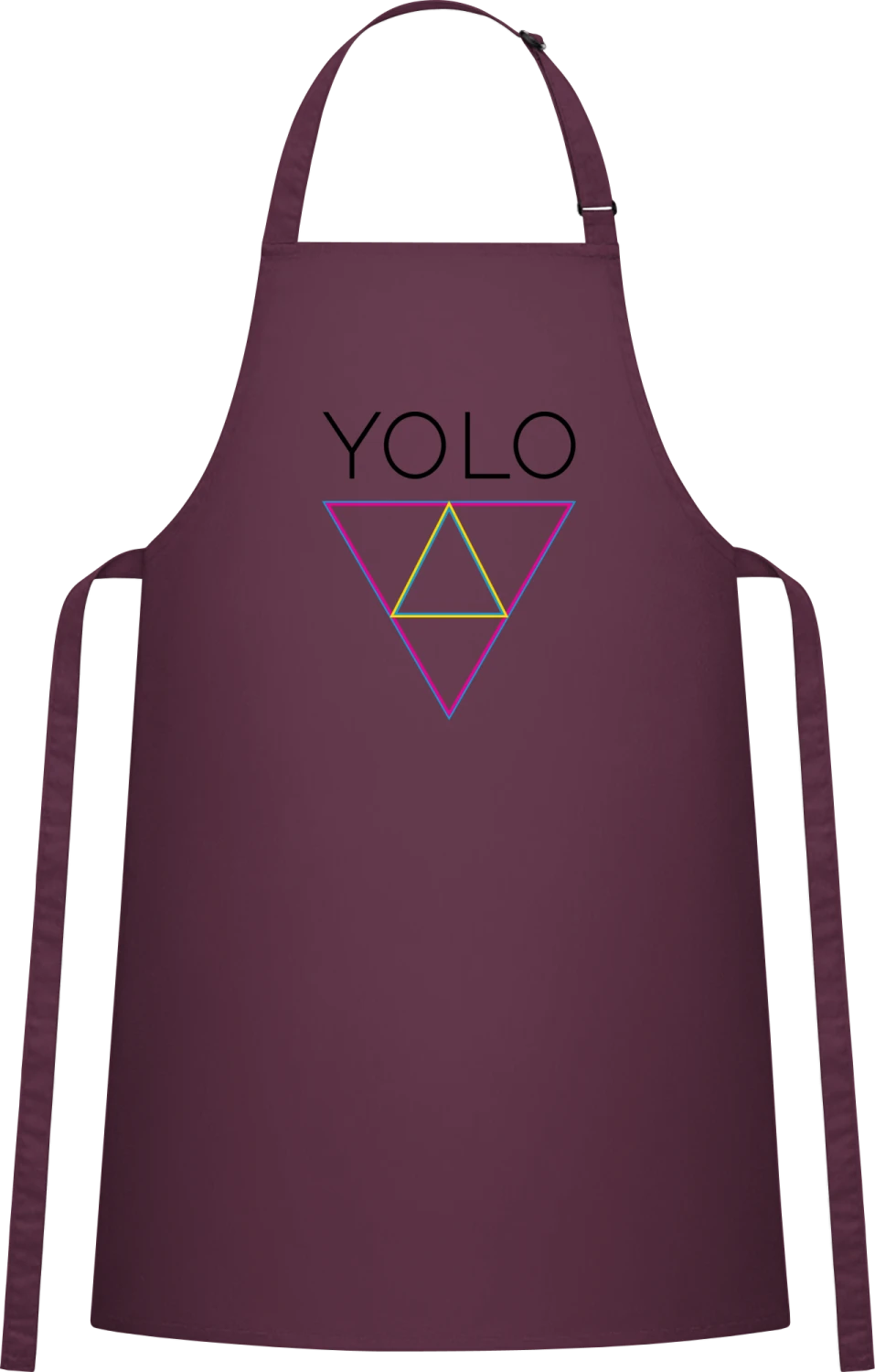 YOLO Triangle - Aubergine Cotton Bib Apron - Front