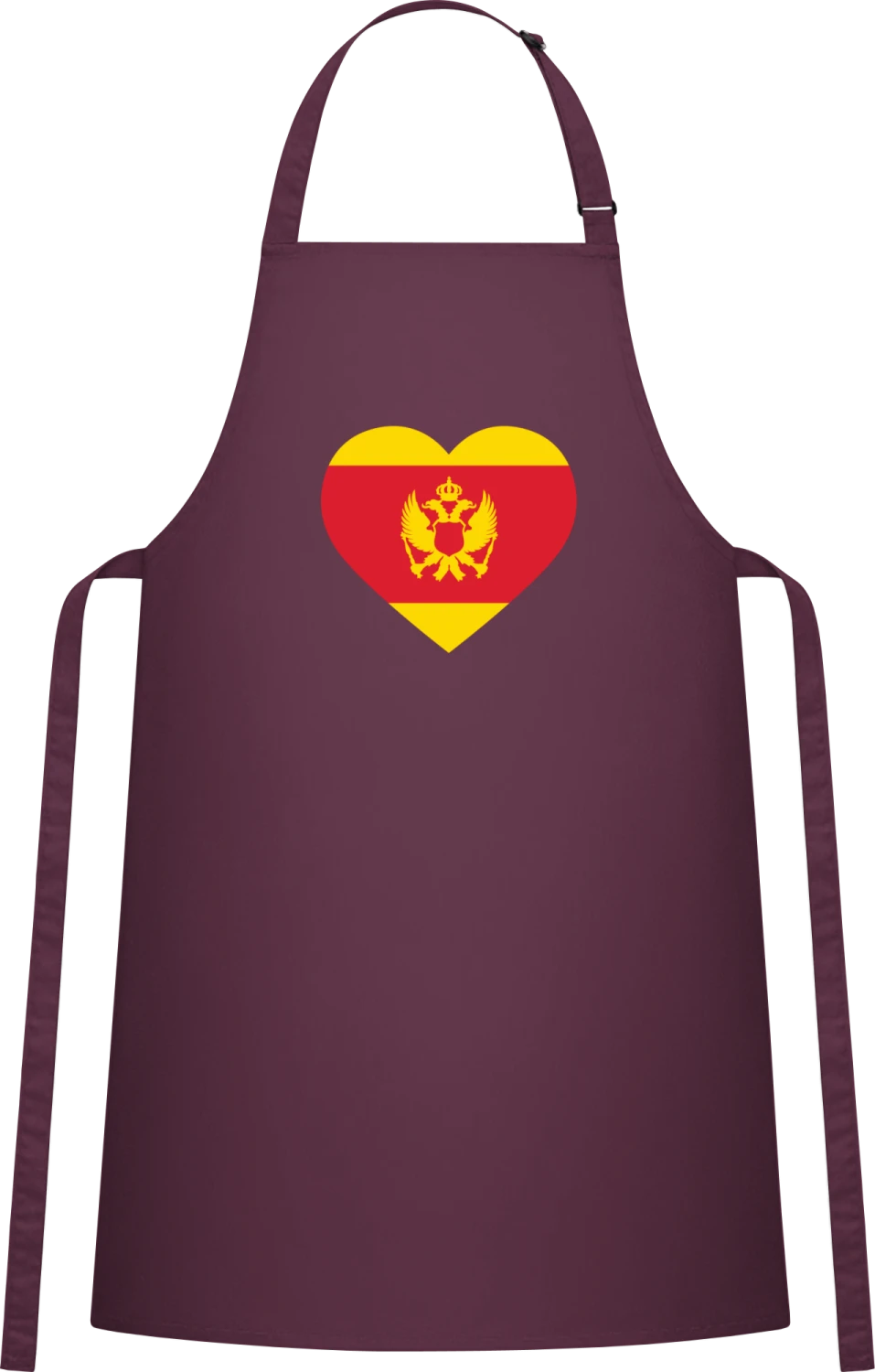 Montenegro Heart Flag - Aubergine Cotton Bib Apron - Front