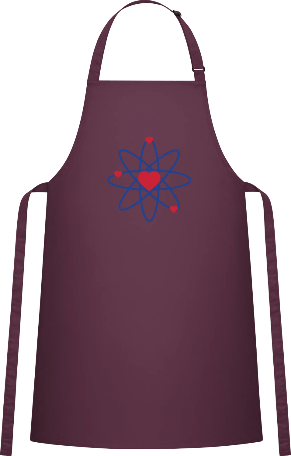 Love Molecules - Aubergine Cotton Bib Apron - Front