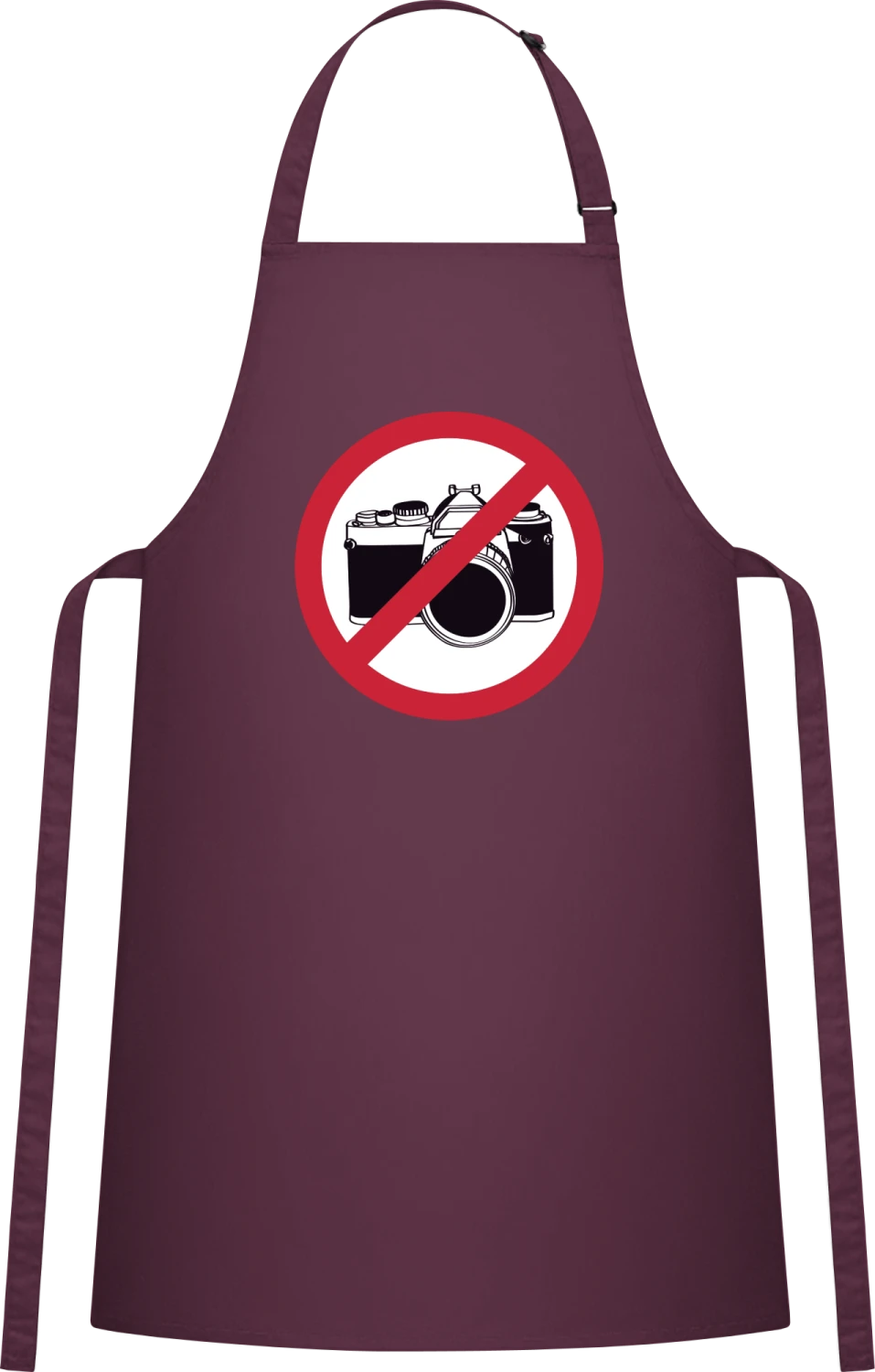 No Pictures Warning - Aubergine Cotton Bib Apron - Front