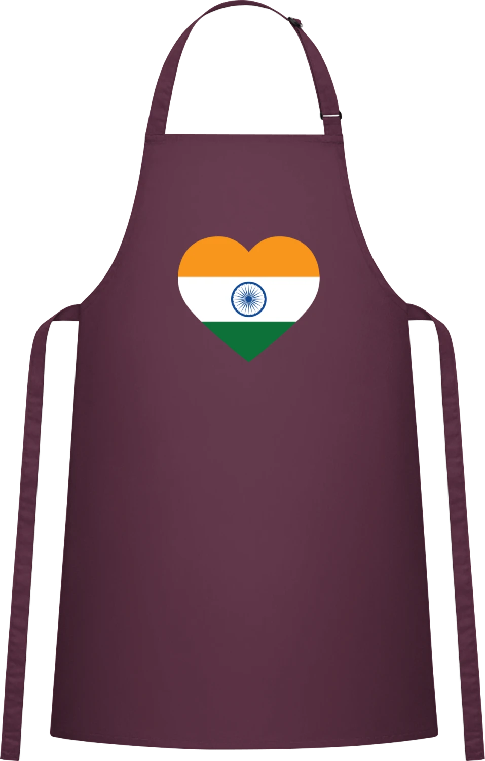 India Heart Flag - Aubergine Cotton Bib Apron - Front