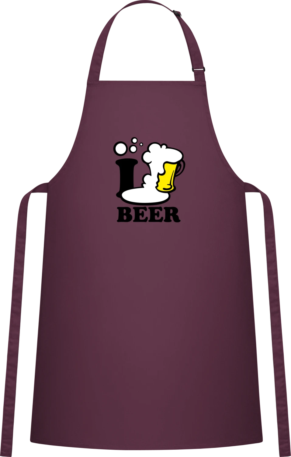 I Love Beer - Aubergine Cotton Bib Apron - Front