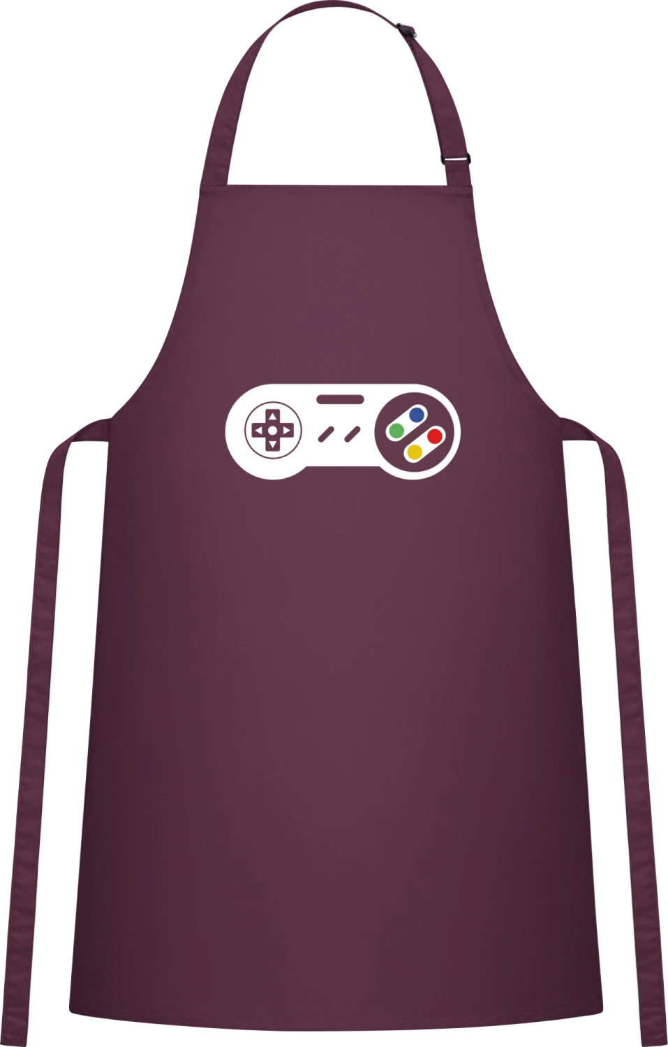 SNes Controller - Aubergine Cotton Bib Apron - Front