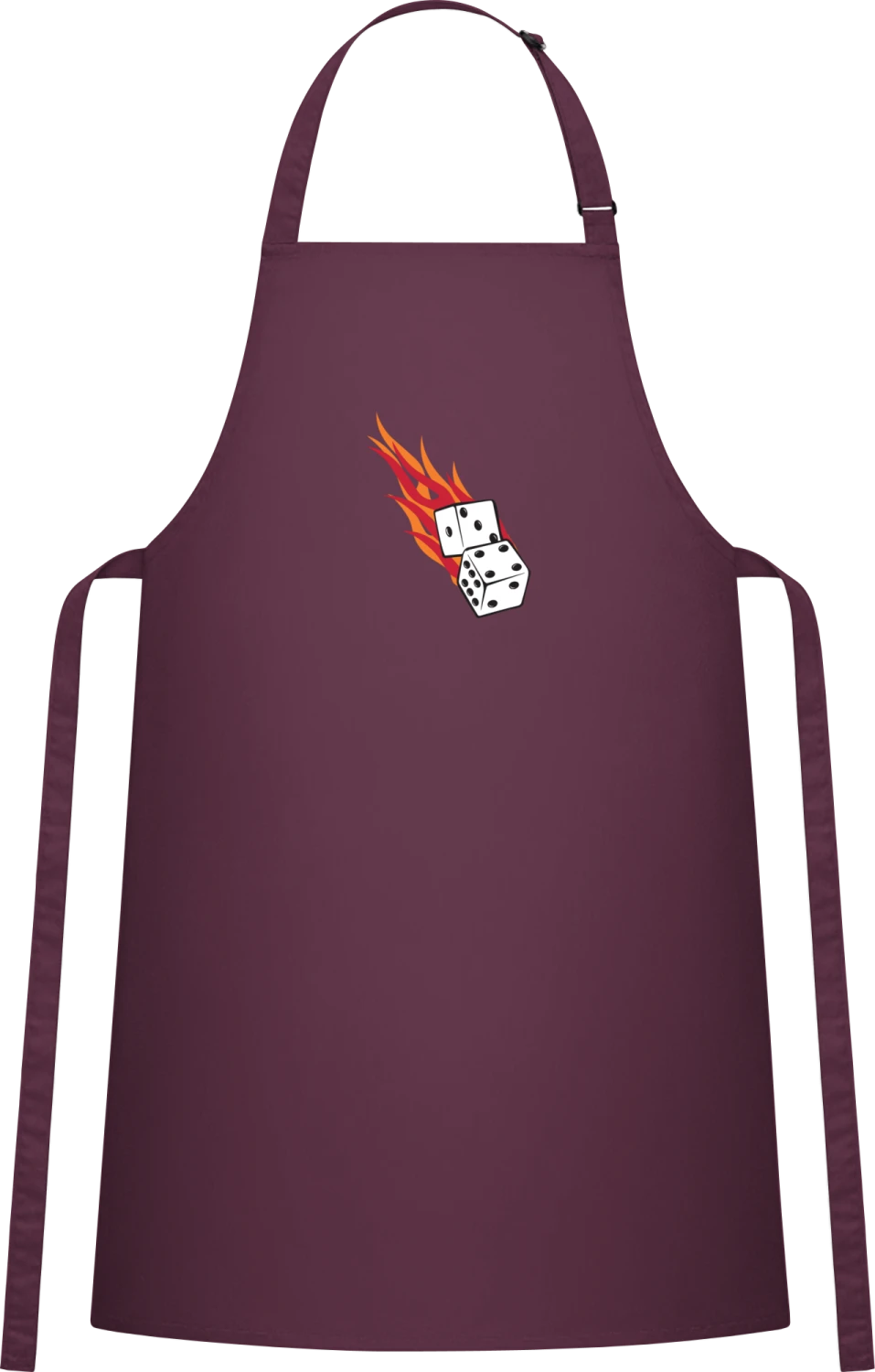 Fire Dices - Aubergine Cotton Bib Apron - Front