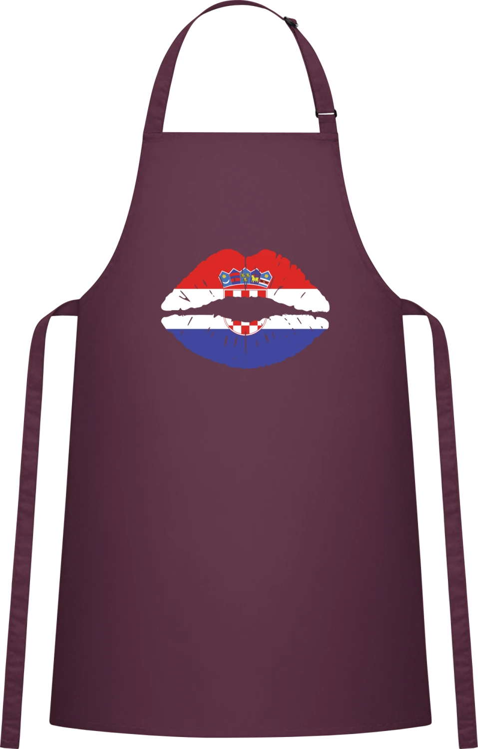 Croatian Kiss Flag - Aubergine Cotton Bib Apron - Front