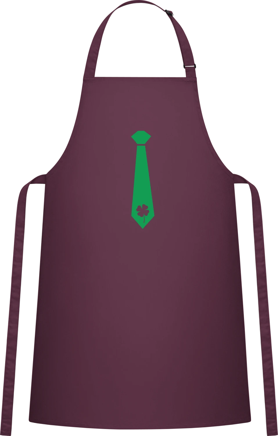 Green Tie - Aubergine Cotton Bib Apron - Front