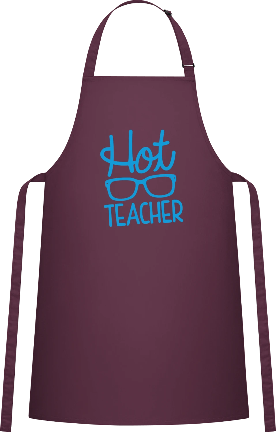 Hot Teacher - Aubergine Cotton Bib Apron - Front