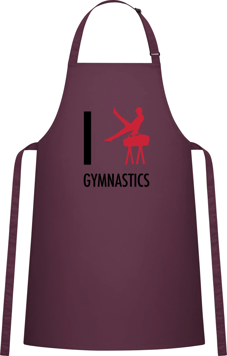 I Love Gym - Aubergine Cotton Bib Apron - Front