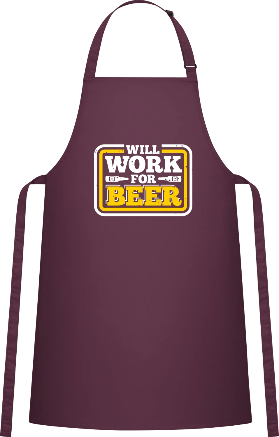 Work For Beer - Aubergine Cotton Bib Apron - Front