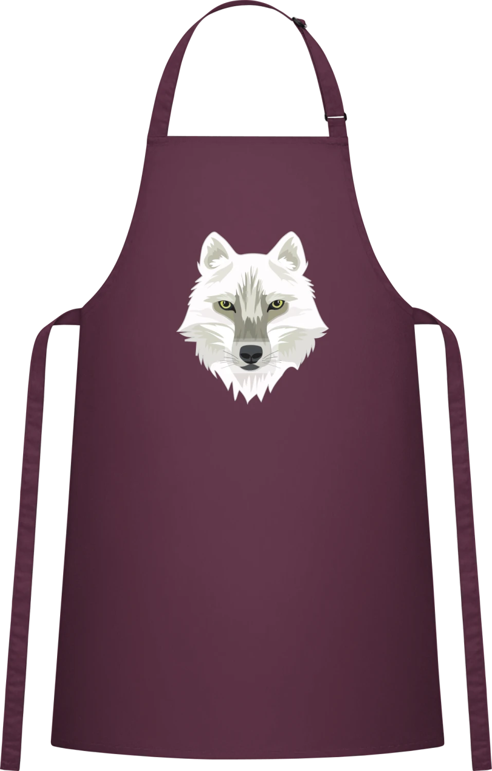 White Wolf - Aubergine Cotton Bib Apron - Front