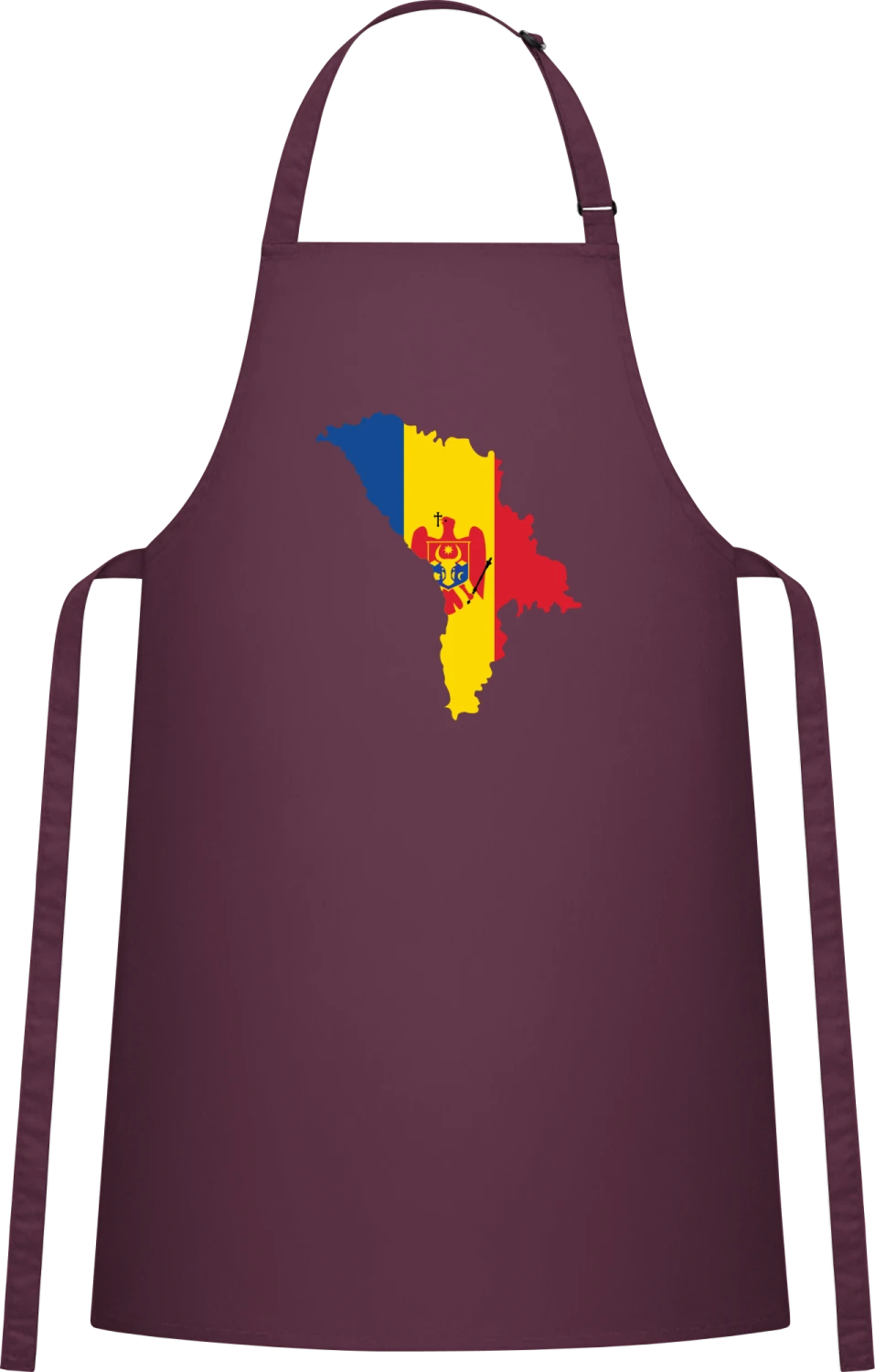 Moldova Map Crest - Aubergine Cotton Bib Apron - Front