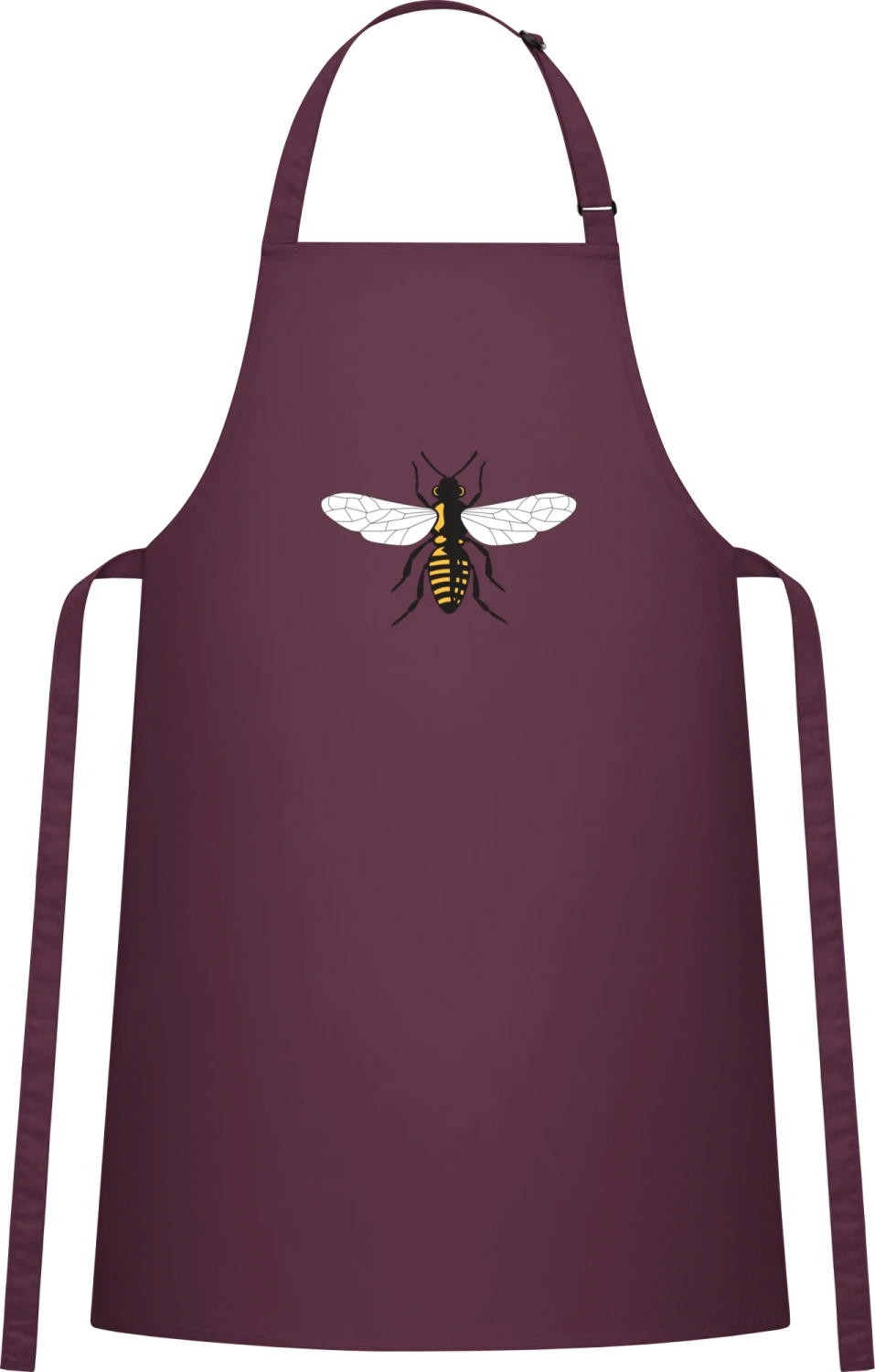 Bee - Aubergine Cotton Bib Apron - Front