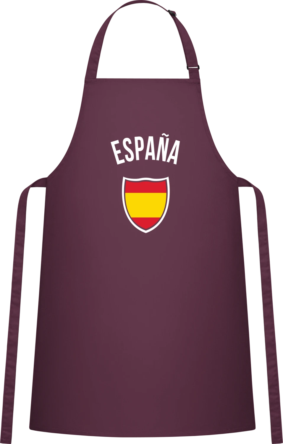 Espana Fan - Aubergine Cotton Bib Apron - Front