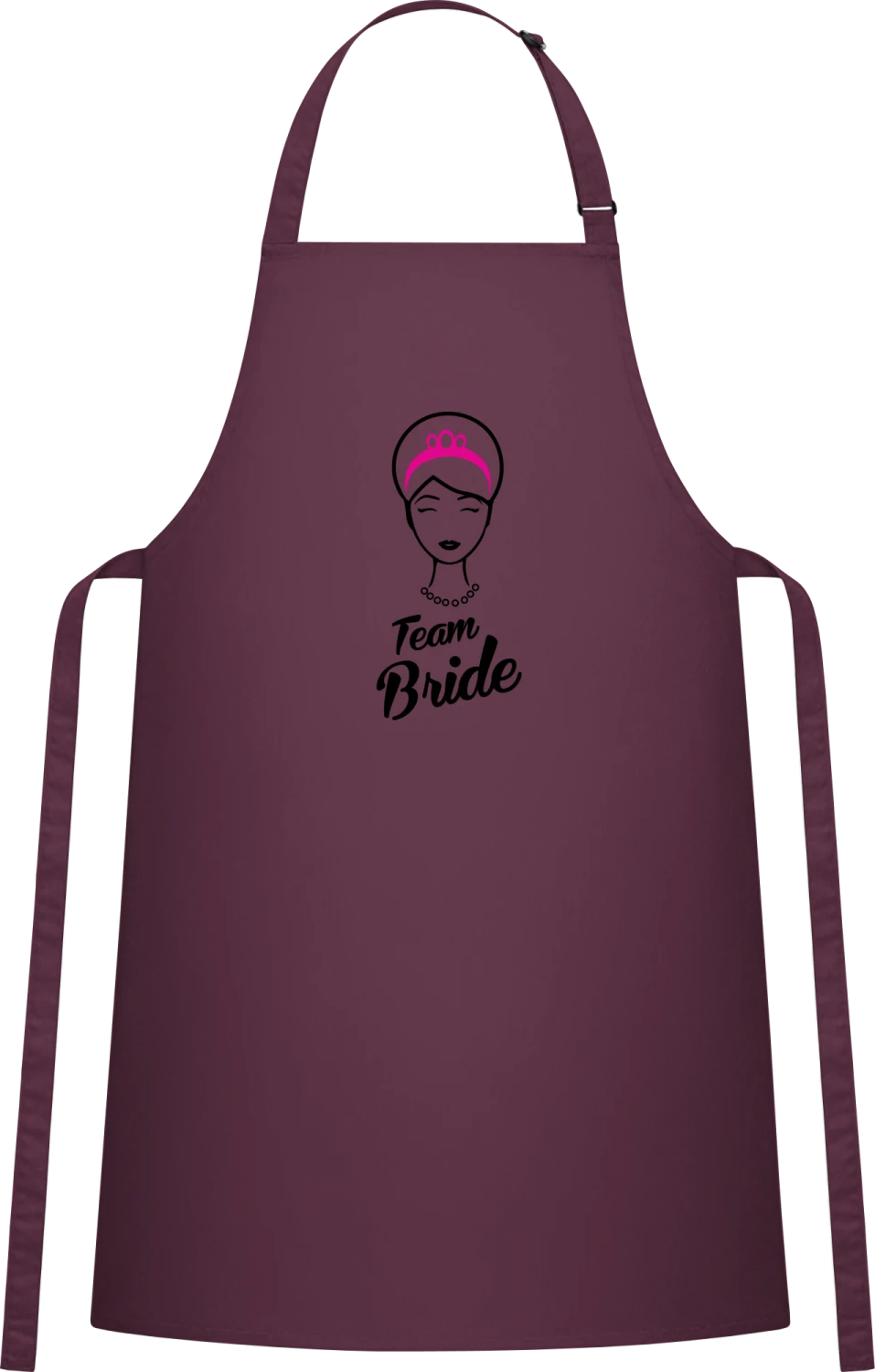 Bride Team Pink Crown - Aubergine Cotton Bib Apron - Front