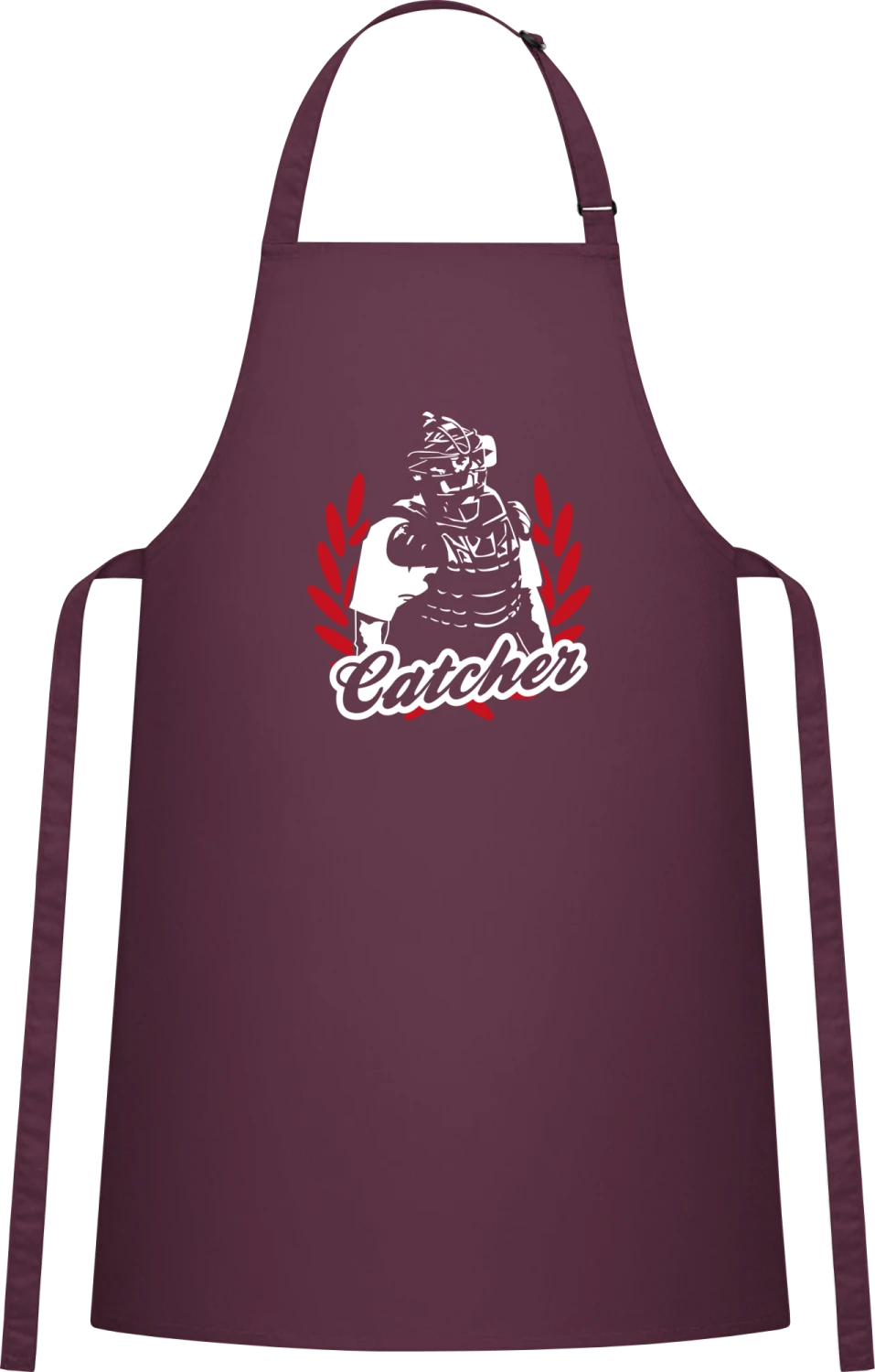 Catcher Baseball - Aubergine Cotton Bib Apron - Front