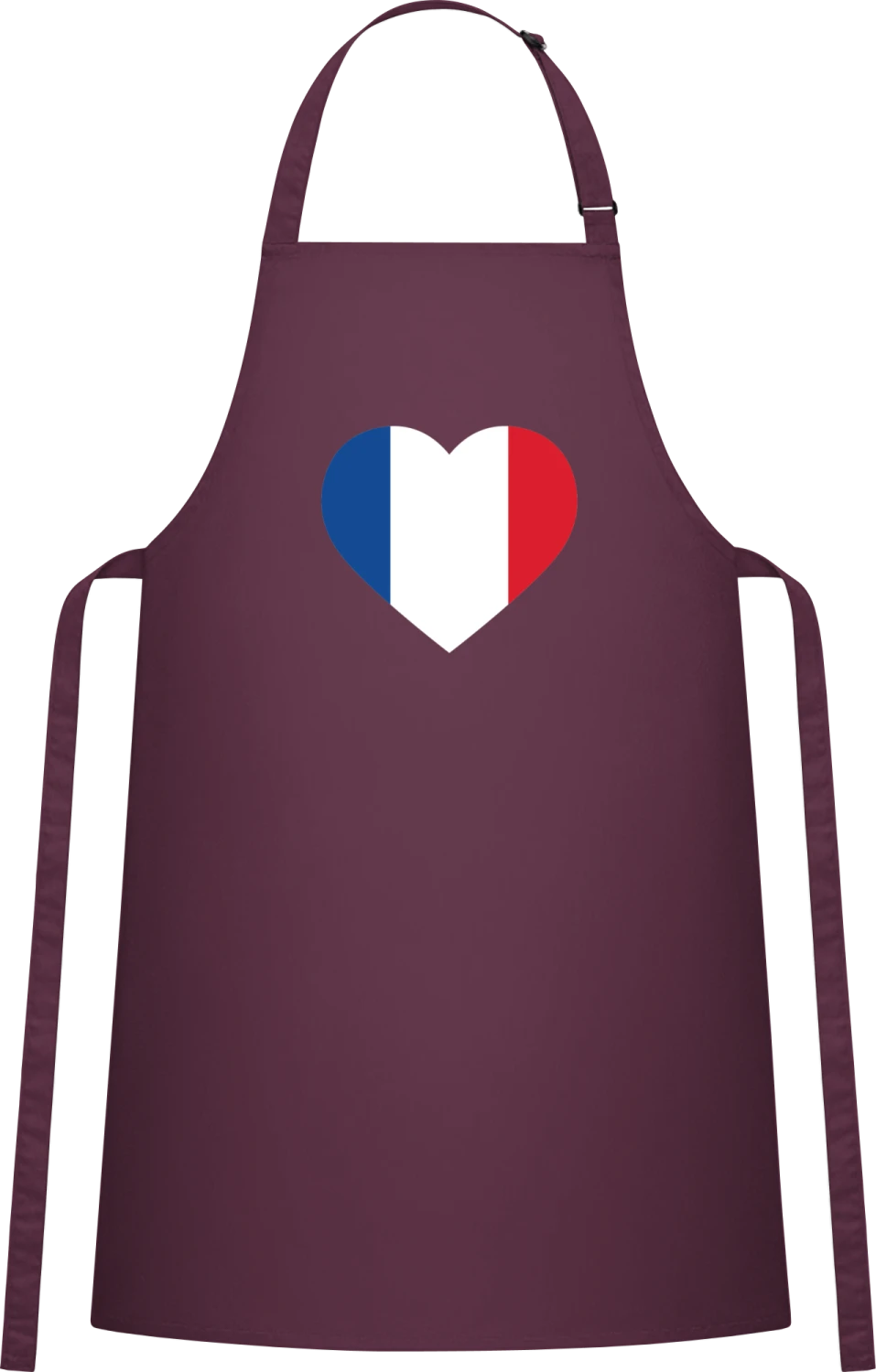 France Heart - Aubergine Cotton Bib Apron - Front