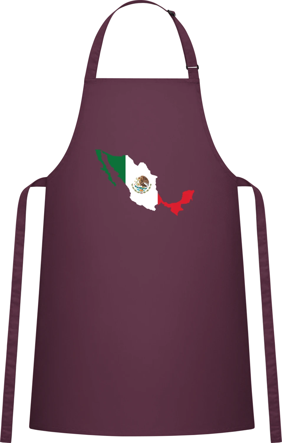 Mexican Map - Aubergine Cotton Bib Apron - Front