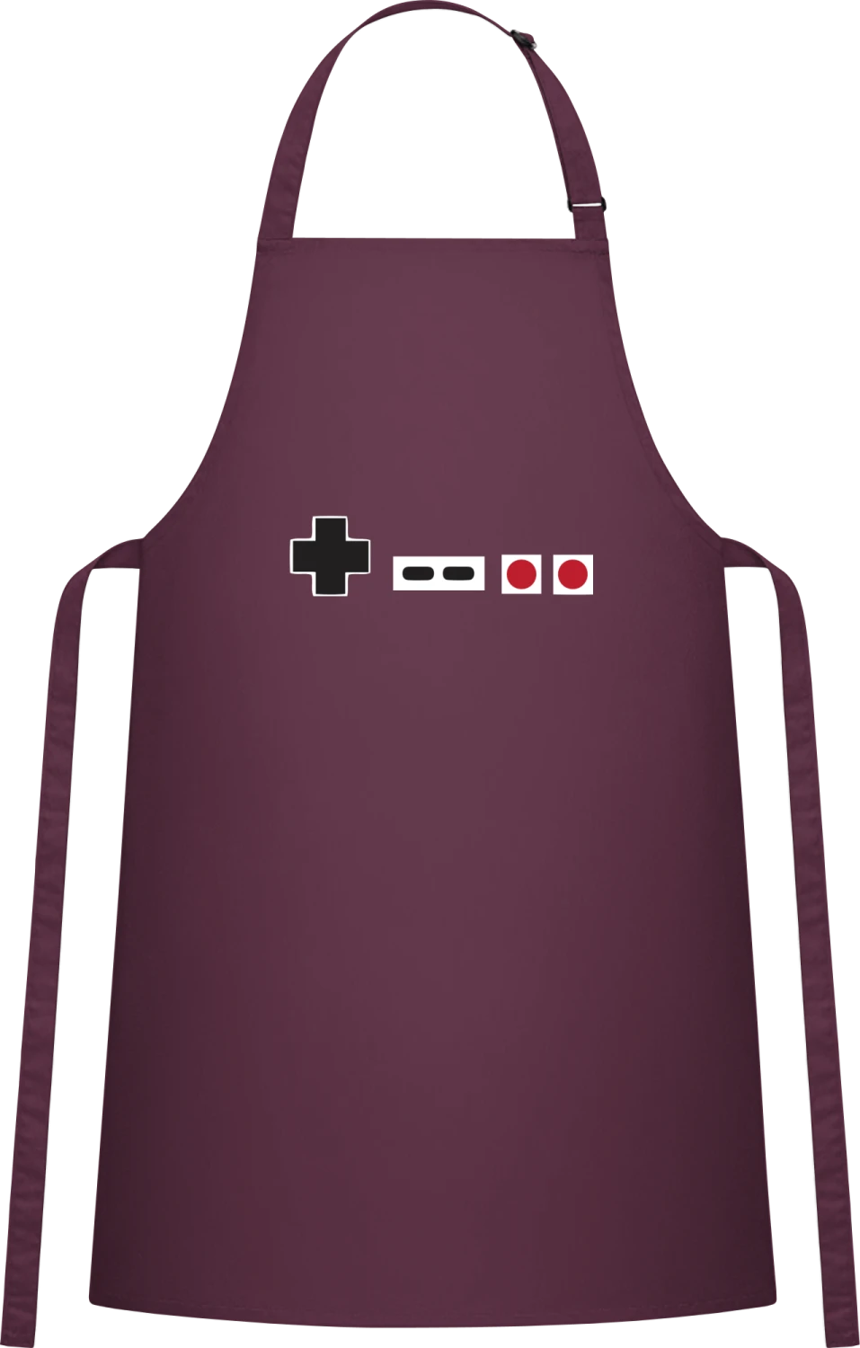 Old School Controller - Aubergine Cotton Bib Apron - Front