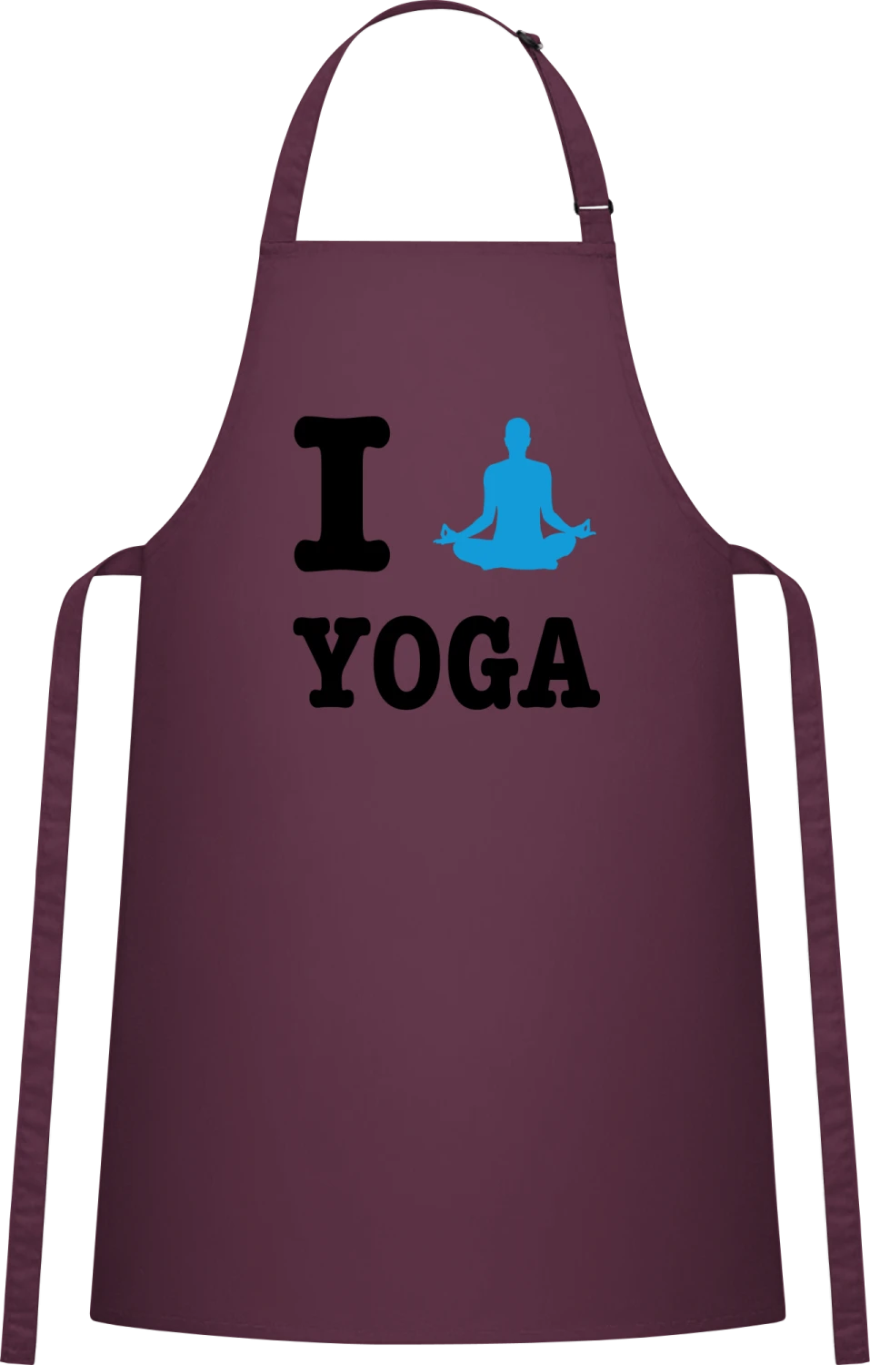 I Love Yoga - Aubergine Cotton Bib Apron - Front