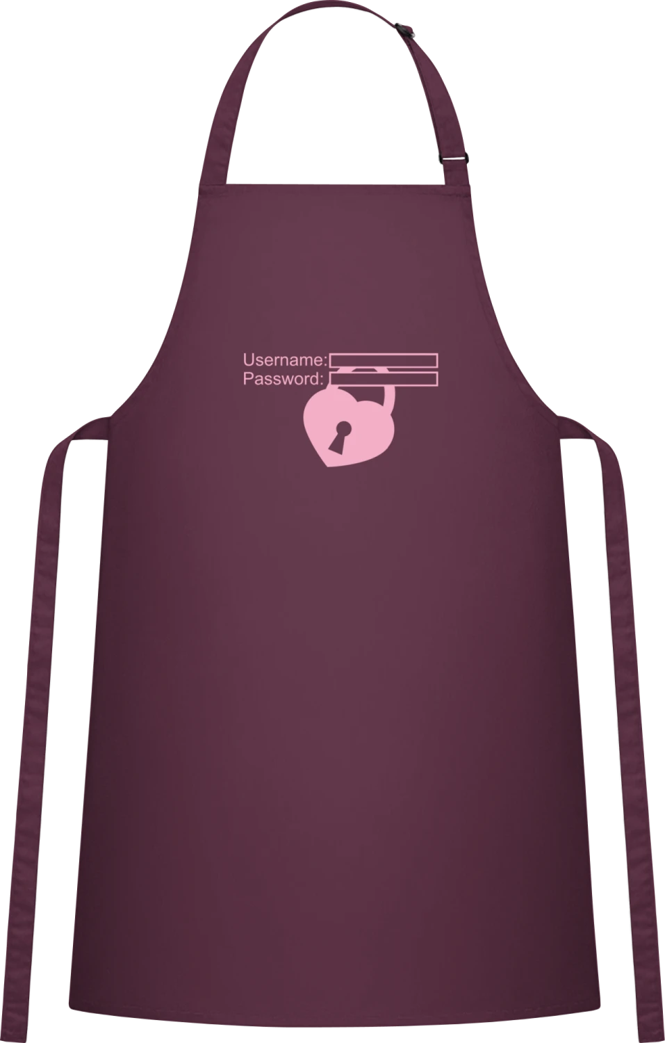 Love Password - Aubergine Cotton Bib Apron - Front