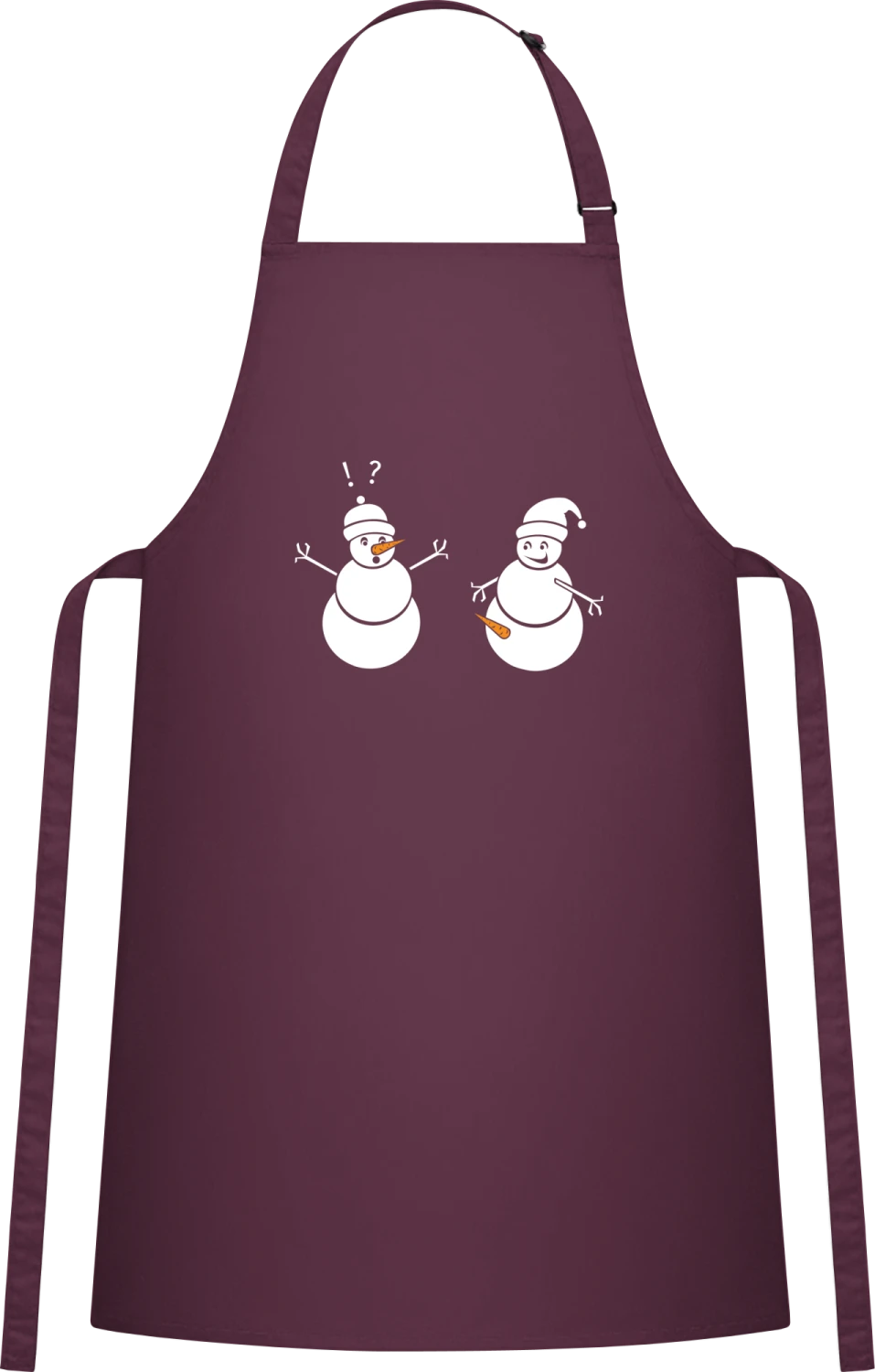 Snowman - Aubergine Cotton Bib Apron - Front