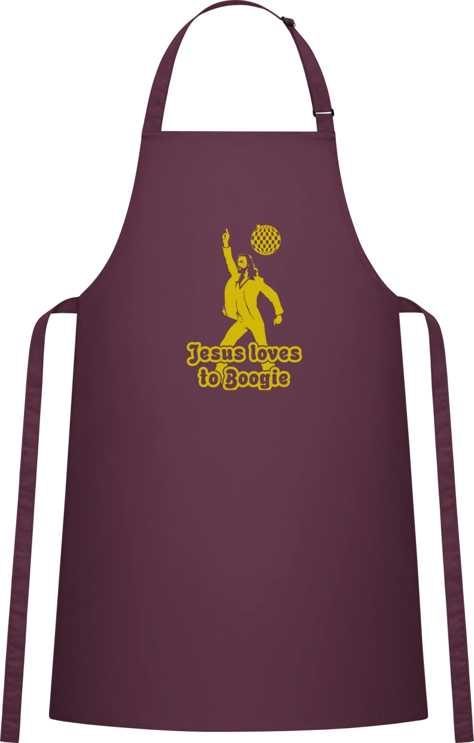 Jesus Dance - Aubergine Cotton Bib Apron - Front