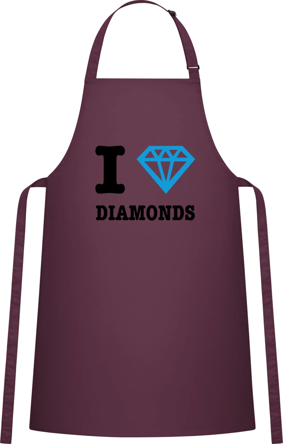 I Love Diamonds - Aubergine Cotton Bib Apron - Front