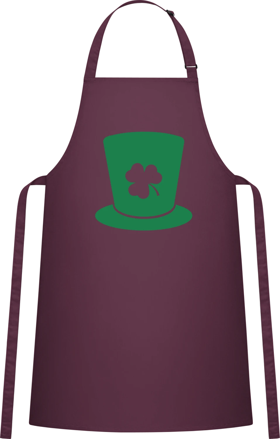 St. Patricks Day Hat - Aubergine Cotton Bib Apron - Front