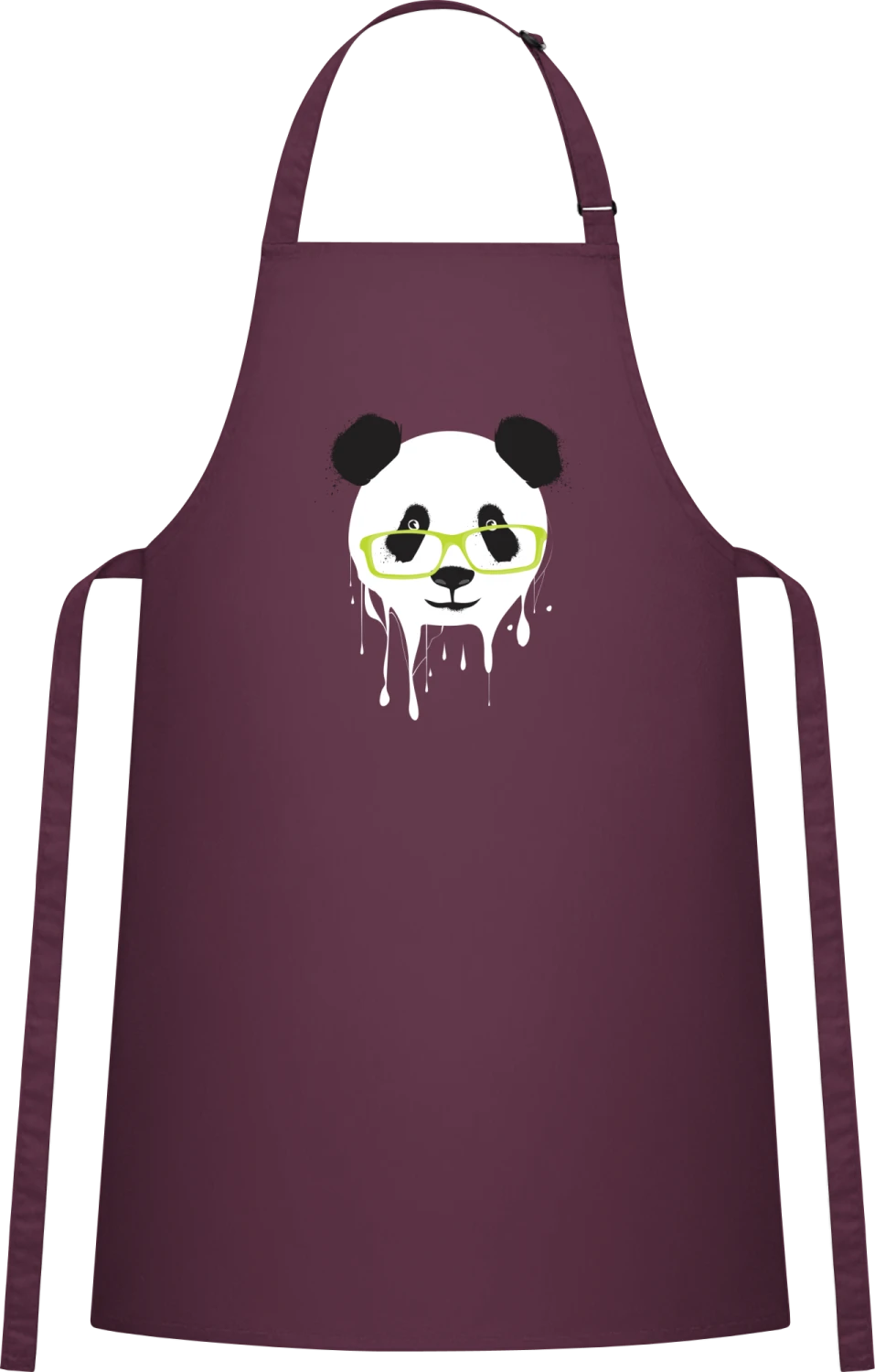 Stylish Panda - Aubergine Cotton Bib Apron - Front