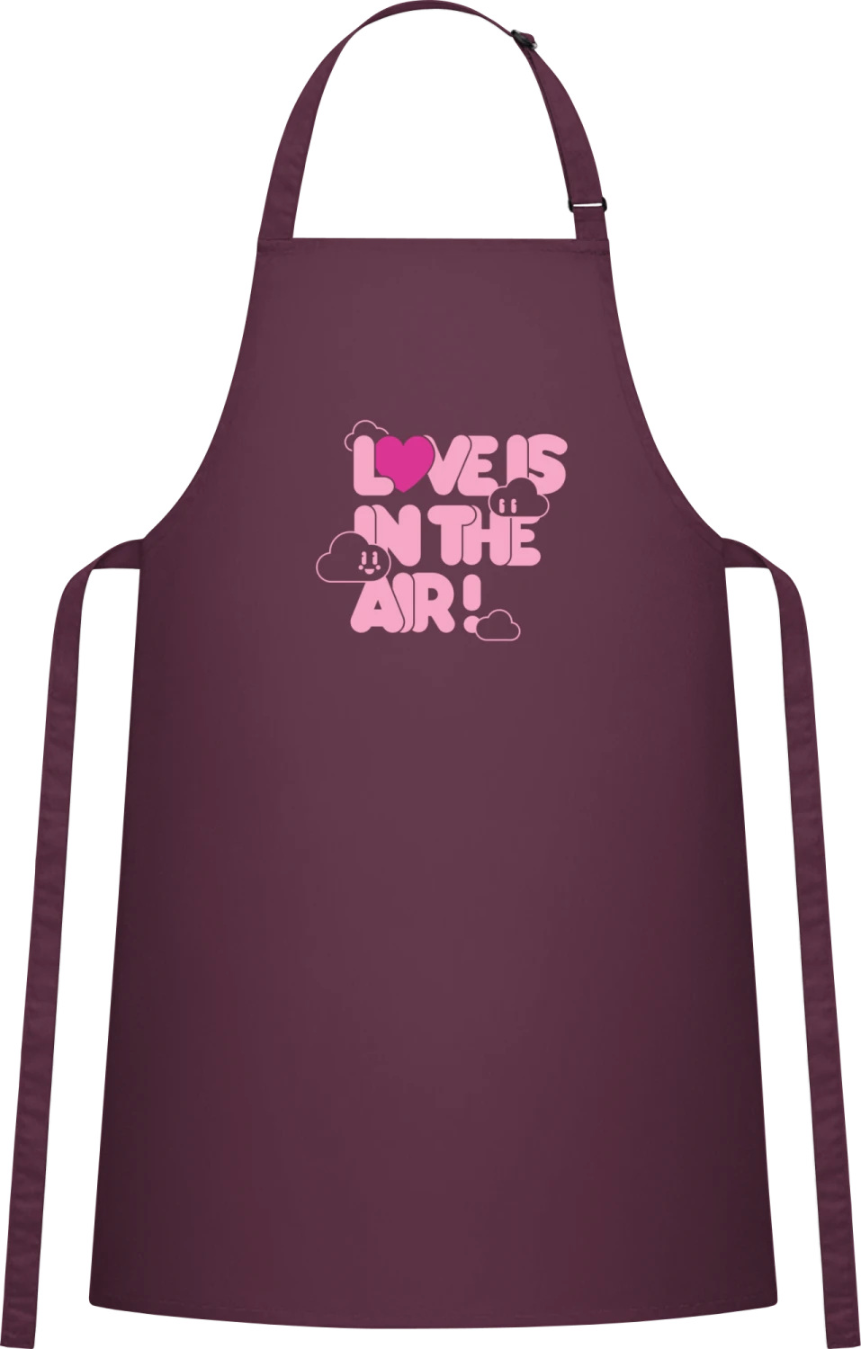 Love Is In The Air - Aubergine Cotton Bib Apron - Front